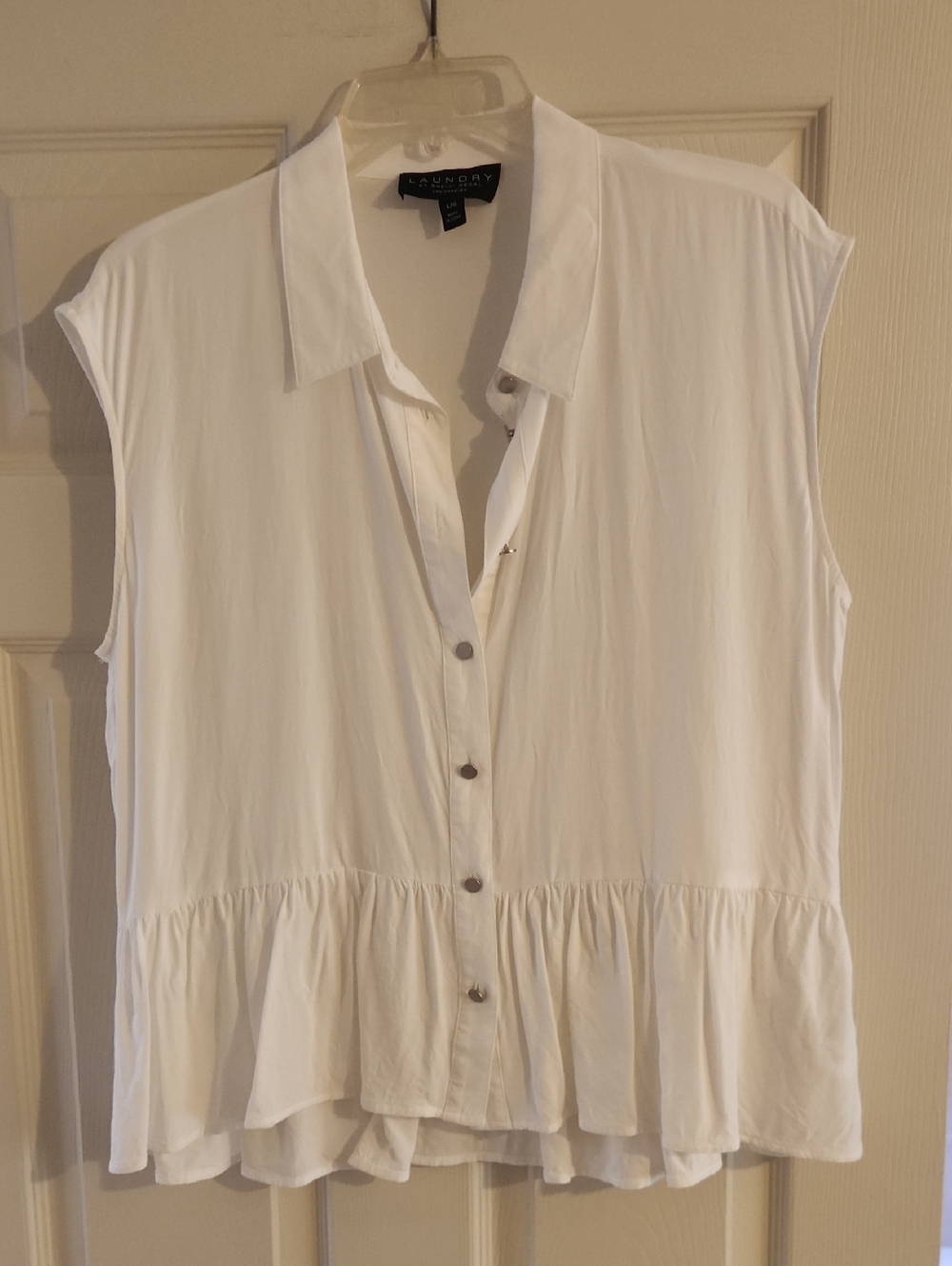 Laundry By Shelli Segal White Sleeveless Peplum Blouse